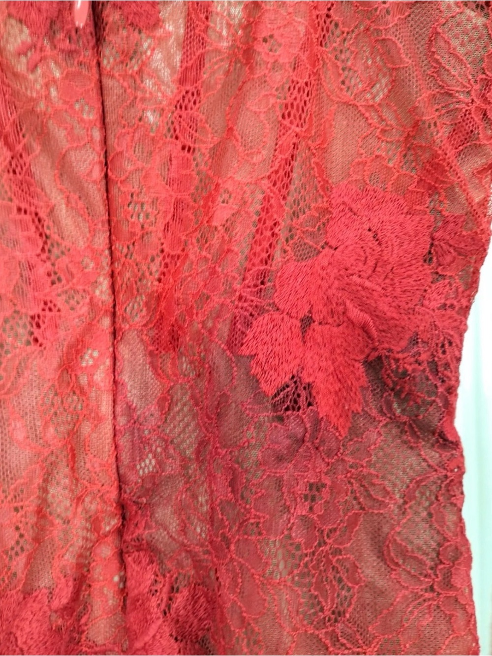 House of CB Red Lace Long Sleeve Midi Dress - Picture 4 of 5